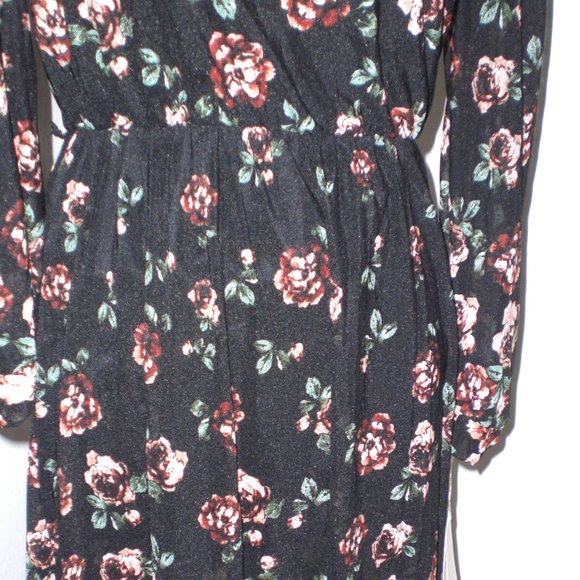 PINK ROSE & BLACK LS DRESS BY HAANI NEW YORK - Picture 2 of 3